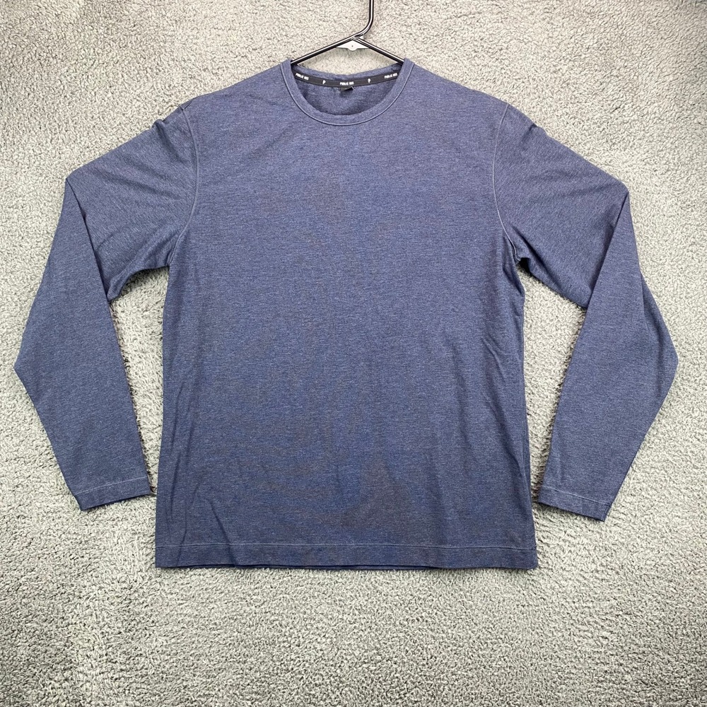 Public Rec‎ Mens Long Sleeve Crew Neck Shirt Small Blue Cotton Blend Casual